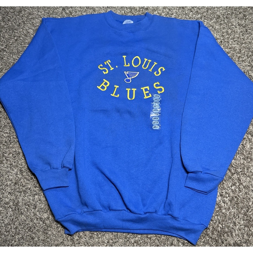 NEW Logo 7 St Louis Blues NHL Vintage Embroidered Crewneck Sweater (Large)